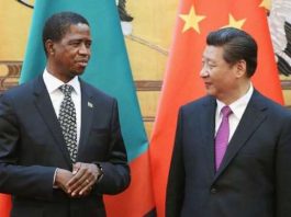 Zambia President Edgar Lungu with his Chinese counterpart Xi Jinping (Courtesy)
