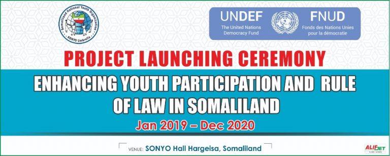 Somaliland:SONYO launches a new project on enhancing Youth participation and the rule of law in Somaliland