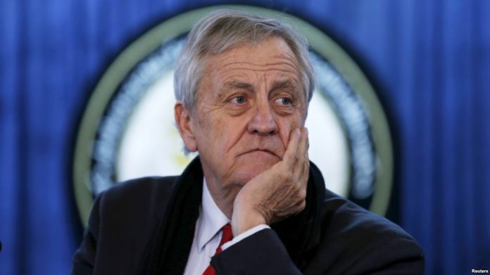 FILE - Nicholas Haysom, then the head of the U.N. Assistance Mission in Afghanistan, listens to a question during a news conference in Kabul, Afghanistan, Feb. 14, 2016.