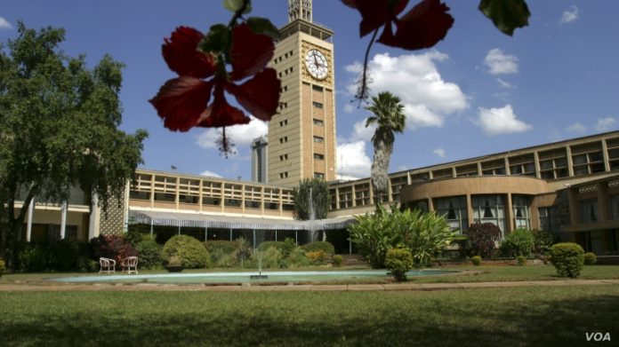 FILE - A view of the Kenyan parliament building in Nairobi.