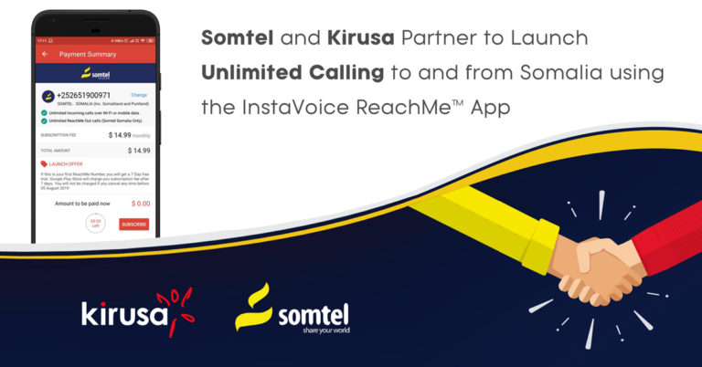 Somtel and Kirusa Partner to Launch Unlimited Calling to and from Somalia