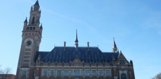 FILE - The Peace Palace, home of the International Court of Justice, in the Hague, Netherlands, Feb. 25, 2019.