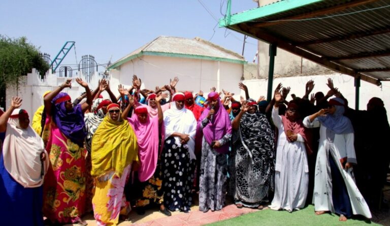 Nafisa and a group of women from civil society organizations protesting October 14, 2020 against the rape and murder of Ugbaad Ali in Burao