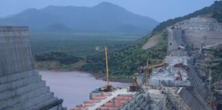 Ethiopia's Grand Renaissance Dam is seen as it undergoes construction work on the river Nile in Guba Woreda, Benishangul Gumuz Region, Ethiopia September 26, 2019. REUTERS/Tiksa Negeri/File Photo