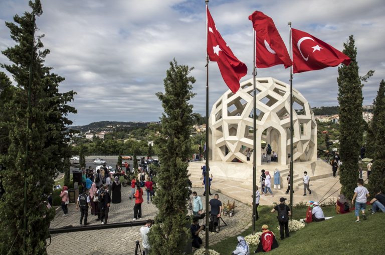 People visit the July 15 Martyrs' Monument on Democracy and National Unity Day, held to mark the fourth anniversary of the July 15, 2016 coup attempt orchestrated by the Gülenist Terror Group, Istanbul, Turkey, July 15, 2020. (Getty Images)