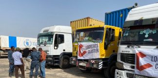 © WFP Humanitarian aid being delivered to the Tigray region of Ethiopia by a convoy of 50 trucks .