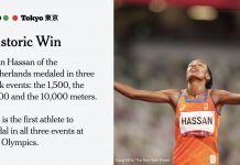 Ethiopian-born Dutch runner Sifan Hassan wins her third Olympic medal, this time another gold in the 10,000 meters...