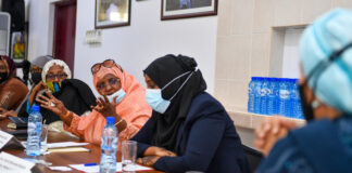 The UN Deputy Secretary-General Amina Mohammed (foreground right) meets women leaders in Mogadishu, Somalia.