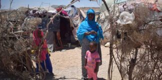 Amina Saleban,35, who lives with her three children in the Karasharka settlement for the internally displaced in Somalia’s Hargeysa District struggles to find water for daily use. Credit: OCHA/ Erich Ogoso