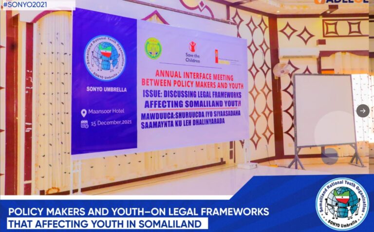 Somaliland:Sonyo host annual Interface meeting between Policy makers and youth