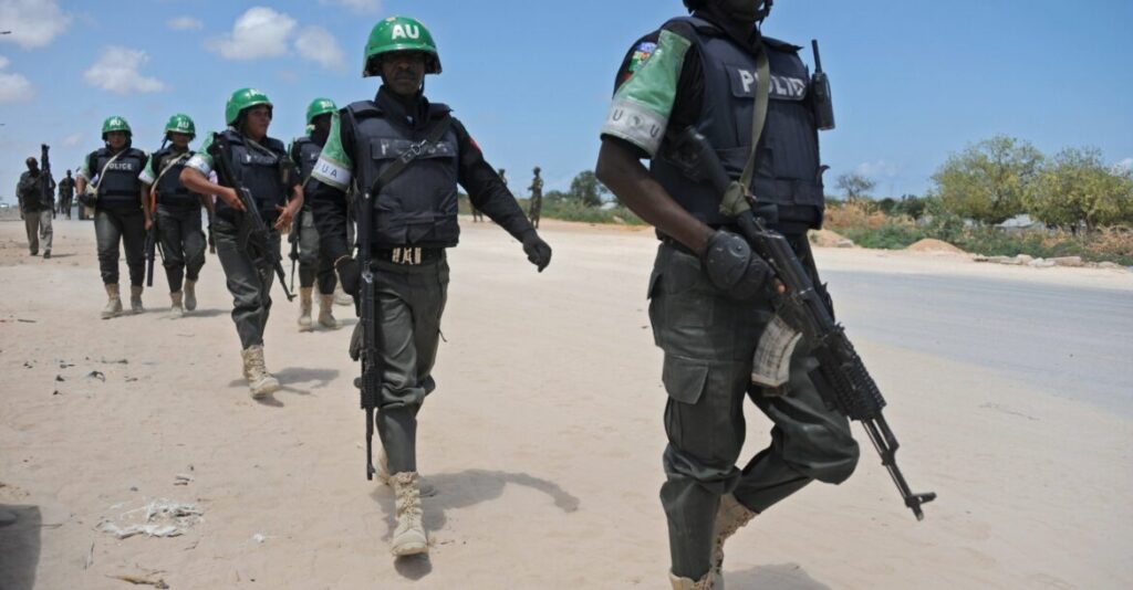 AMISOM soldiers patrol in the Somali capital Mogadishu, April 12, 2015. Photo: Mohamed Abdiwahab/AFP/Getty Images