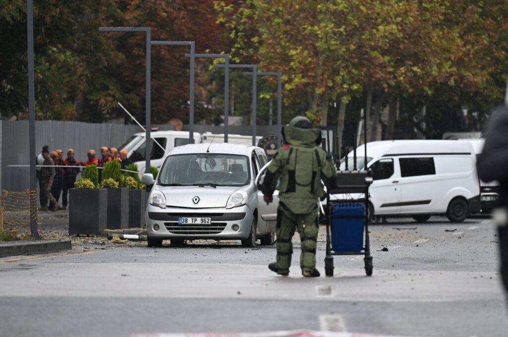 Police forces execute extensive security measures in the area after an attack outside the Ministry of Internal Affairs, Ankara, Türkiye, Oct. 1, 2023. (AA Photo)