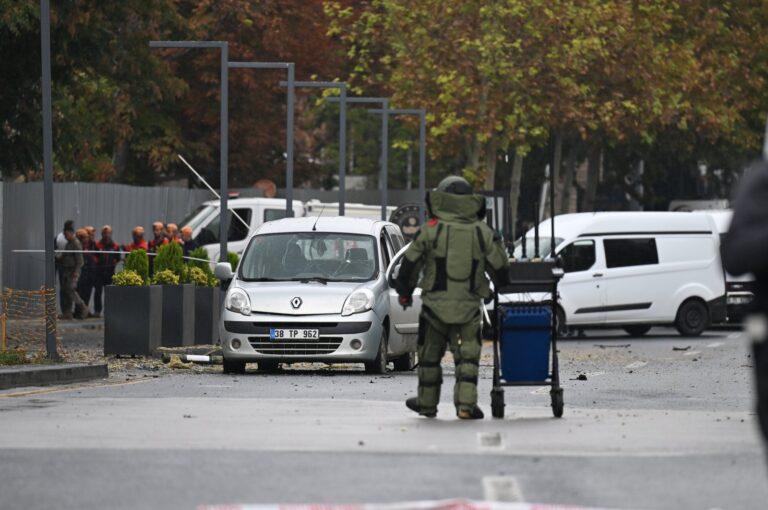 Police forces execute extensive security measures in the area after an attack outside the Ministry of Internal Affairs, Ankara, Türkiye, Oct. 1, 2023. (AA Photo)