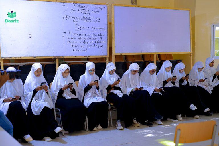 In this handout photo provided by the Sahamiye Foundation, high school girls are seen participating in the ''Daariz'' speed reading competition held in Hargeysa, Somaliland.