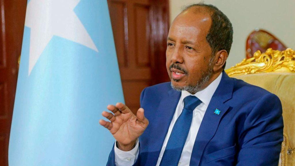 Somalia's President Hassan Sheikh Mohamud speaks during a past interview inside his office at the presidential palace in Mogadishu, Somalia on May 28, 2022. PHOTO | REUTERS