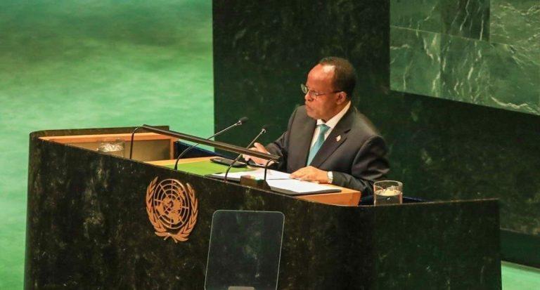 Ambassador Taye Atske-Selassie addressing the 79th United Nations General Assembly (Photo: MoFA)
