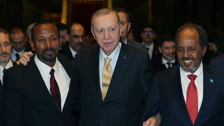 Turkish President Erdogan, Somali President Mohamud and Ethiopian Prime Minister Ahmed hold a joint press conference