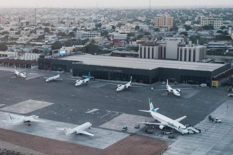 A view of Aden Adde International Airport in Mogadishu, Somalia, on Feb. 12, 2022. YASUYOSHI CHIBA/AFP via Getty Images