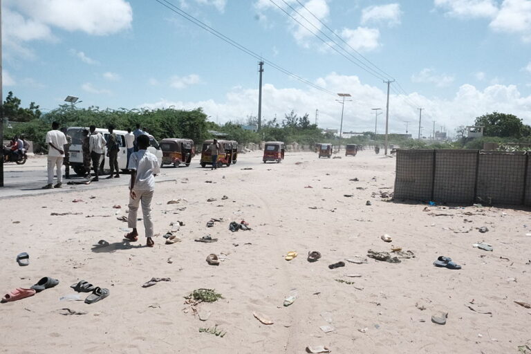 Shoes are scattered on the ground at the scene of an al-Shabaab suicide bomb attack in Mogadishu, Somalia. AFP/GETTY IMAGES