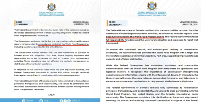 Somalia issues conflicting statements over WFP food aid handling