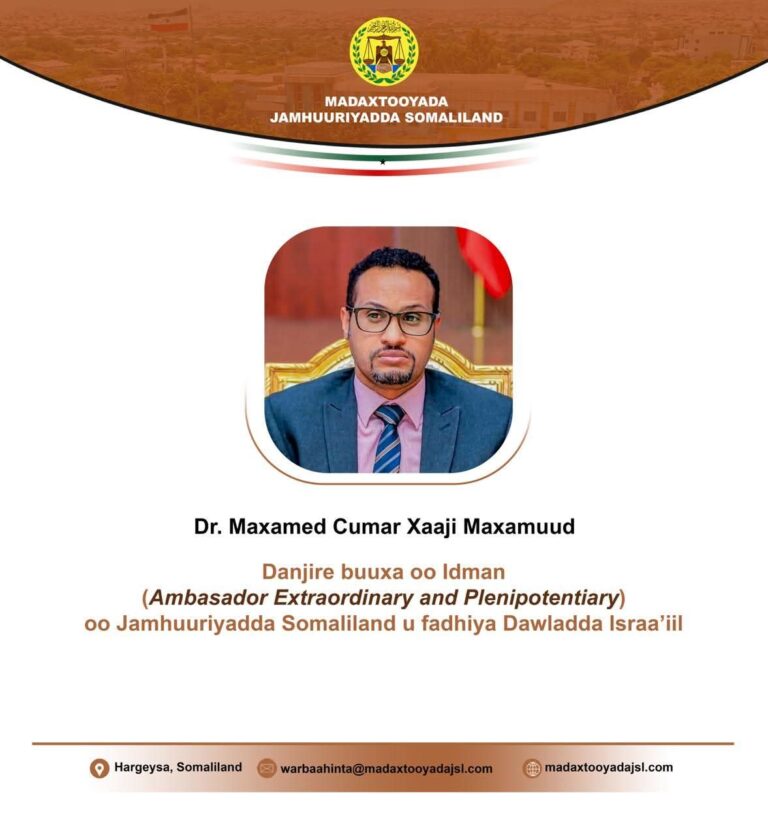 Somaliland Appoints Ambassador to Israel Following Formal Recognition