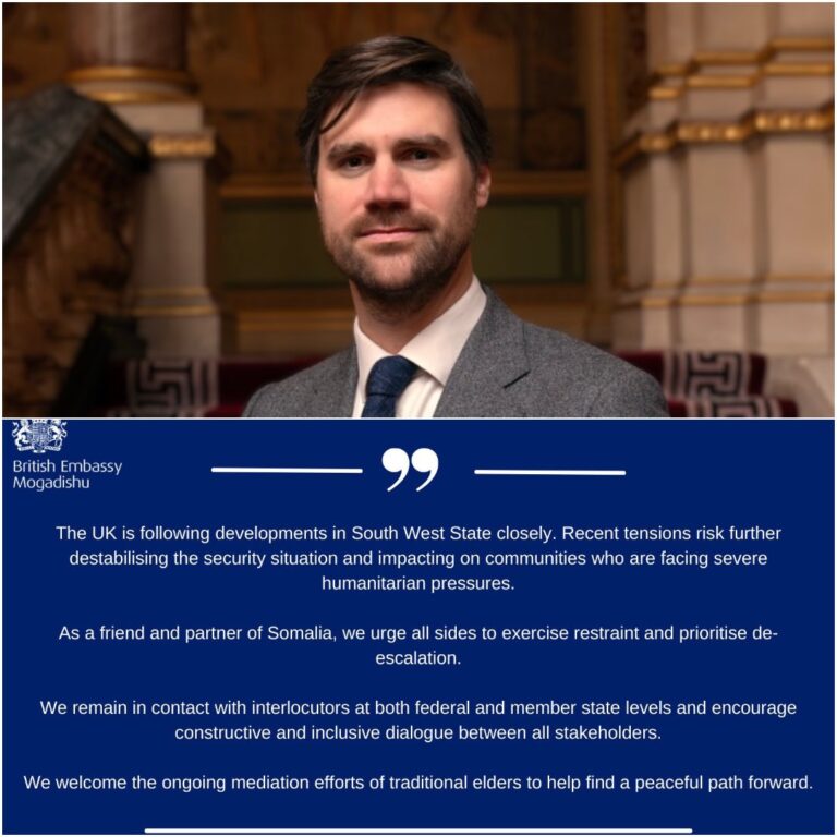 UK urges restraint as tensions rise in Somalia’s South West State