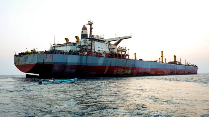 FSO Safer oil tanker is moored in the Red Sea, off the coast of the western Hodeidah province, Yemen. (AA)