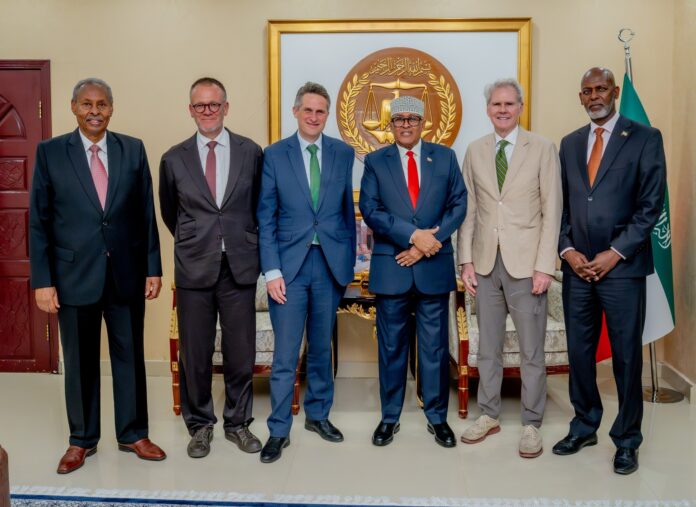 President Abdirahman Mohamed Abdillahi Irro poses with international supporters and officials in Hargeisa following the launch of the Somaliland Recognition and Independence Institute, a new initiative aimed at advancing Somaliland’s global recognition campaign.