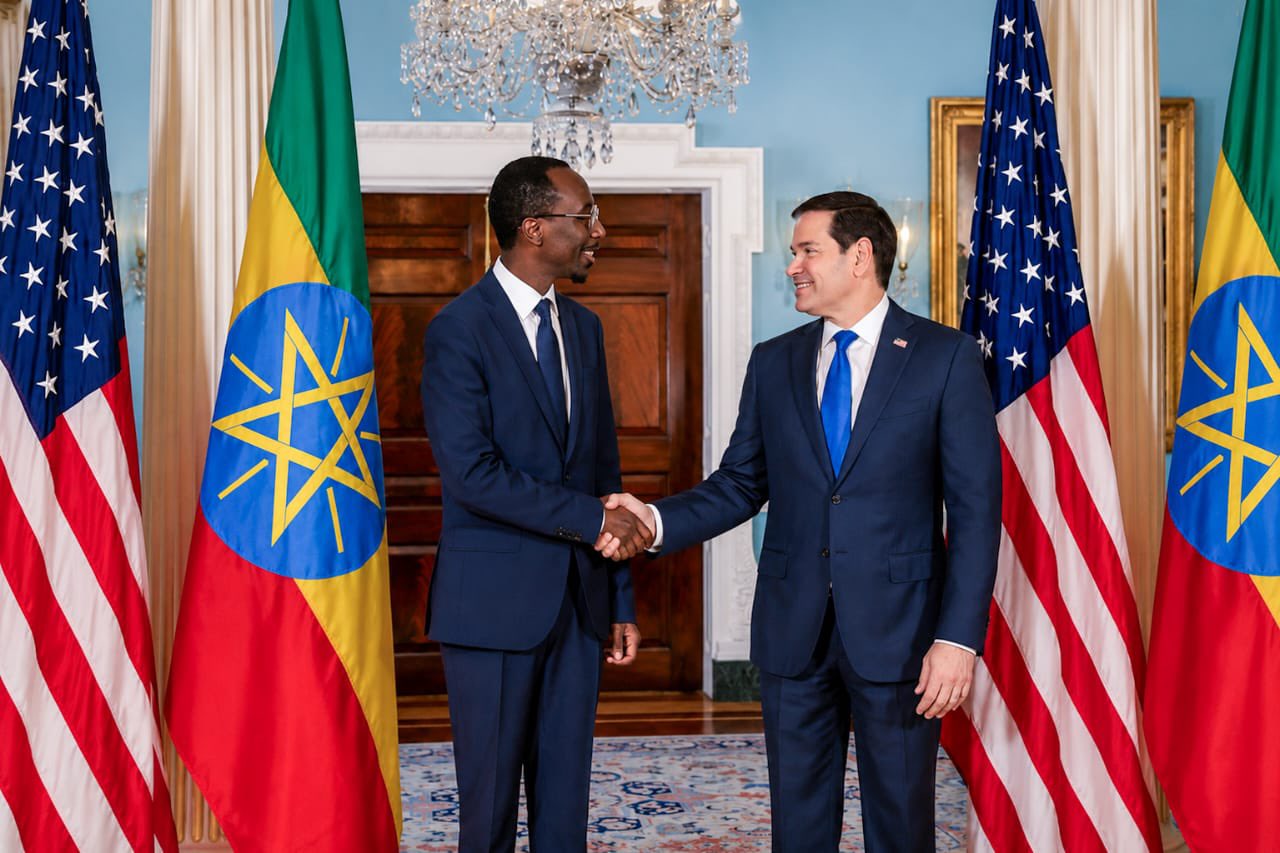 U.S. Secretary of State Marco Rubio meets Ethiopian Foreign Minister Gedion Timothewos in Washington during talks focused on security cooperation, trade and bilateral relations between the United States and Ethiopia. Source: Ethiopia MFA
