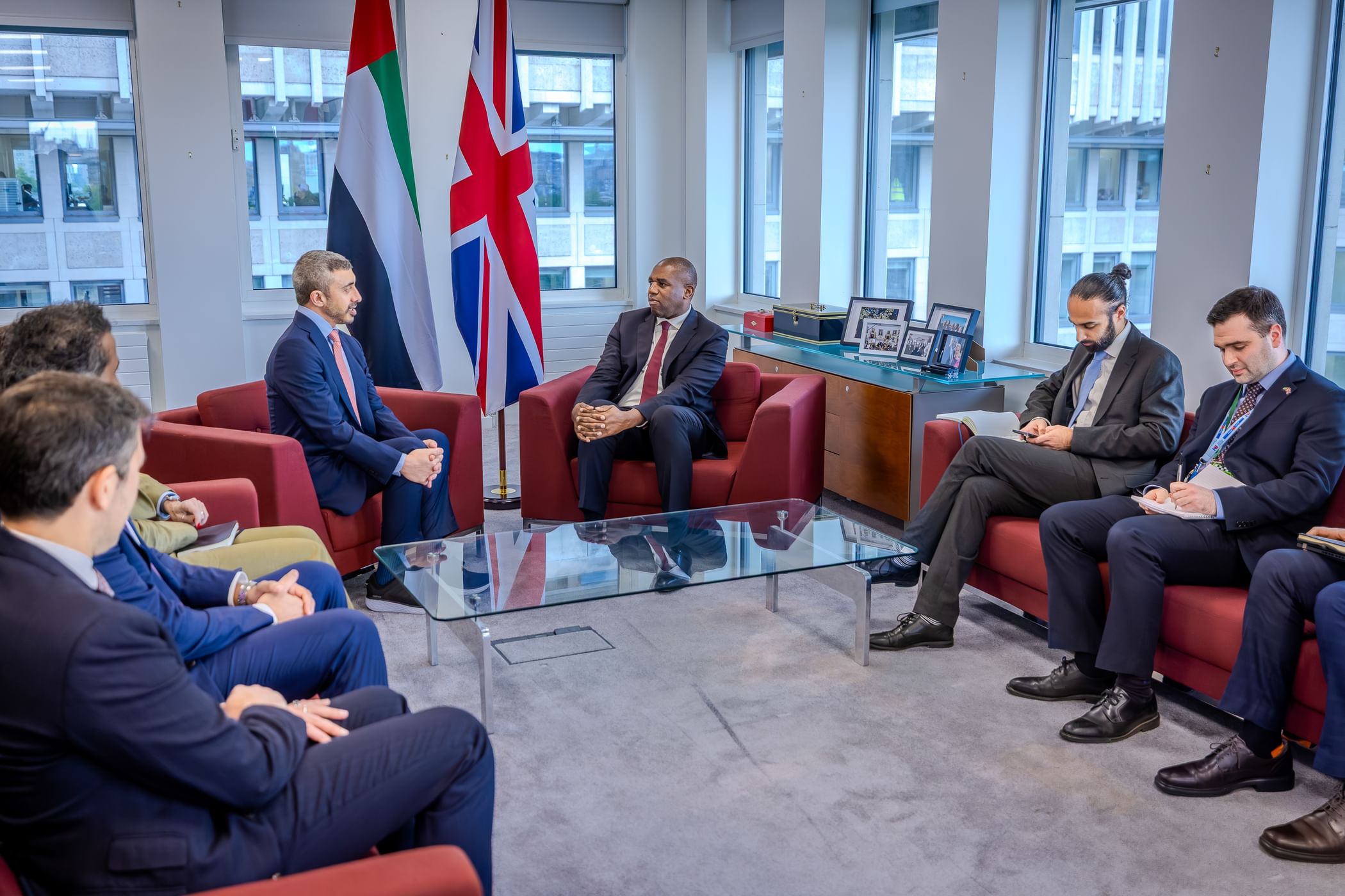 Abdullah bin Zayed Al Nahyan met Britain’s David Lammy in London on Thursday, where the two sides discussed regional security