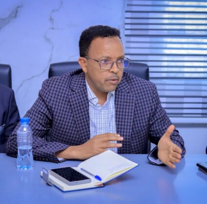 Somaliland Finance Minister Abdillahi Hassan Aden (R) welcomes Hideki Matsunaga, the World Bank's Country Manager for Somalia, during a meeting in Hargeisa to discuss ongoing development projects and future cooperation, June 9, 2026.