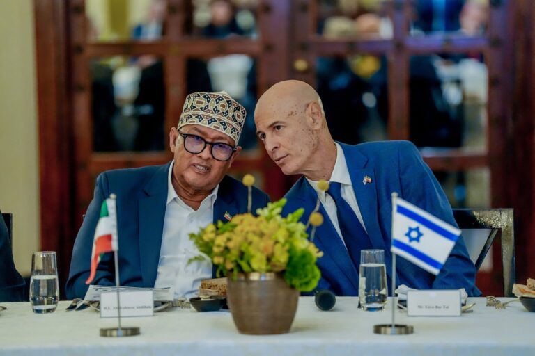 Somaliland President Abdirahman Mohamed Abdullahi Irro addresses Israeli business leaders, international investors and representatives of major business organizations during a high-level investment forum in Jerusalem as part of his historic official visit to Israel on June 15, 2026.