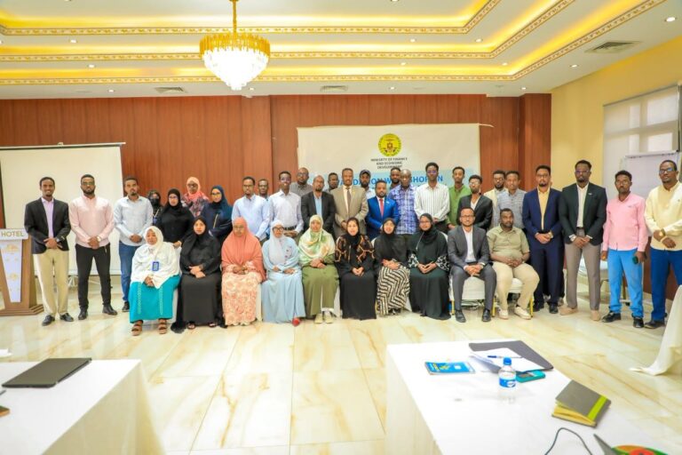 Officials from Somaliland government institutions, civil society organizations and development partners attend a meeting in Hargeisa to review findings from a study on social protection sector spending, June 23, 2026. The review aims to strengthen evidence-based budgeting and improve services for vulnerable communities. Photo: Ministry of Finance.