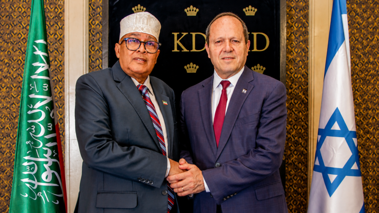 Somaliland President Abdirahman Mohamed Abdullahi Irro meets Israeli Economy and Industry Minister Nir Barkat in Jerusalem during his historic official visit to Israel. The two leaders discussed investment opportunities, trade expansion, agribusiness, technology and strengthening economic cooperation between Somaliland and Israel.
