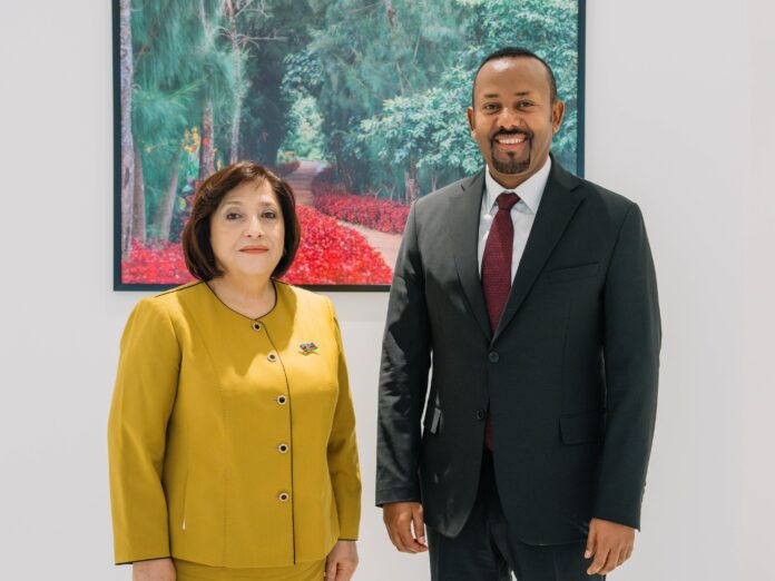 Ethiopian Prime Minister Abiy Ahmed said on Wednesday he held talks with Azerbaijan's parliamentary speaker, Sahiba Gafarova, aimed at strengthening bilateral relations and expanding strategic cooperation between the two countries.