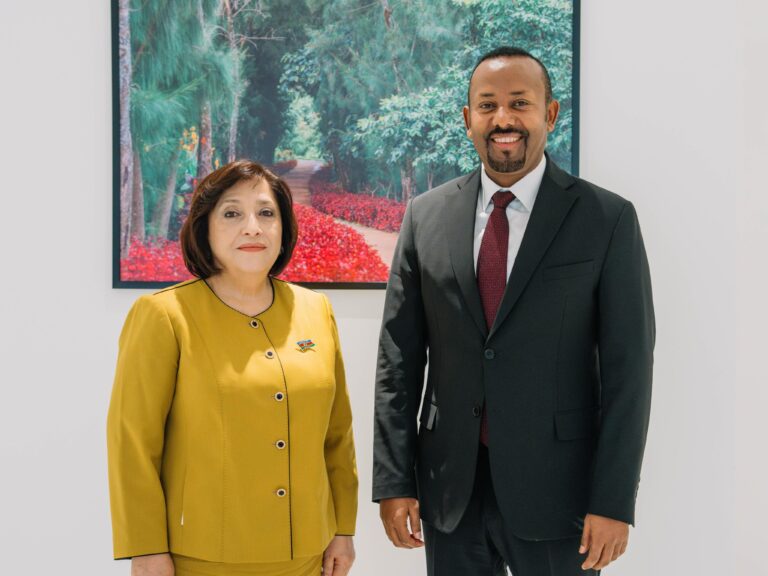 Ethiopian Prime Minister Abiy Ahmed said on Wednesday he held talks with Azerbaijan's parliamentary speaker, Sahiba Gafarova, aimed at strengthening bilateral relations and expanding strategic cooperation between the two countries.