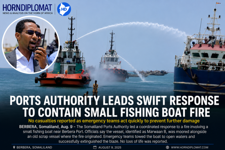 Somaliland Ports Authority Leads Swift Response to Contain Small Fishing Boat Fire