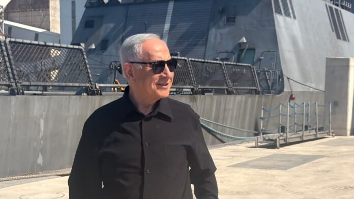 Prime Minister Netanyahu at the Ashdod Naval Base, October 4, 2026. (photo credit: Prime Minister’s Office Spokesperson)