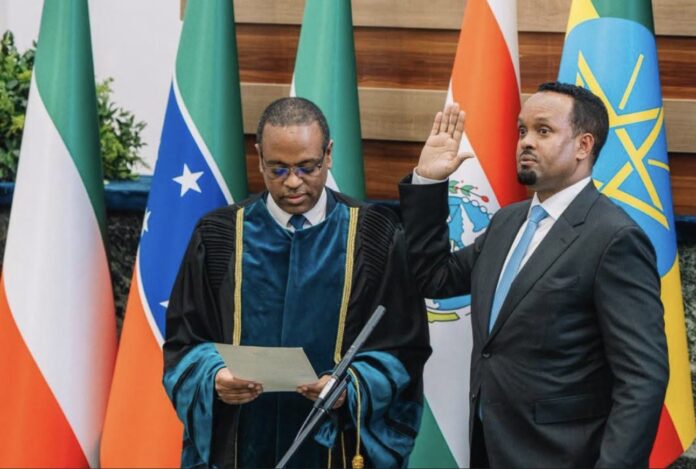 Ahmed Shide takes the oath of office after being elected Speaker of Ethiopia’s House of People’s Representatives in Addis Ababa, October 5, 2026.